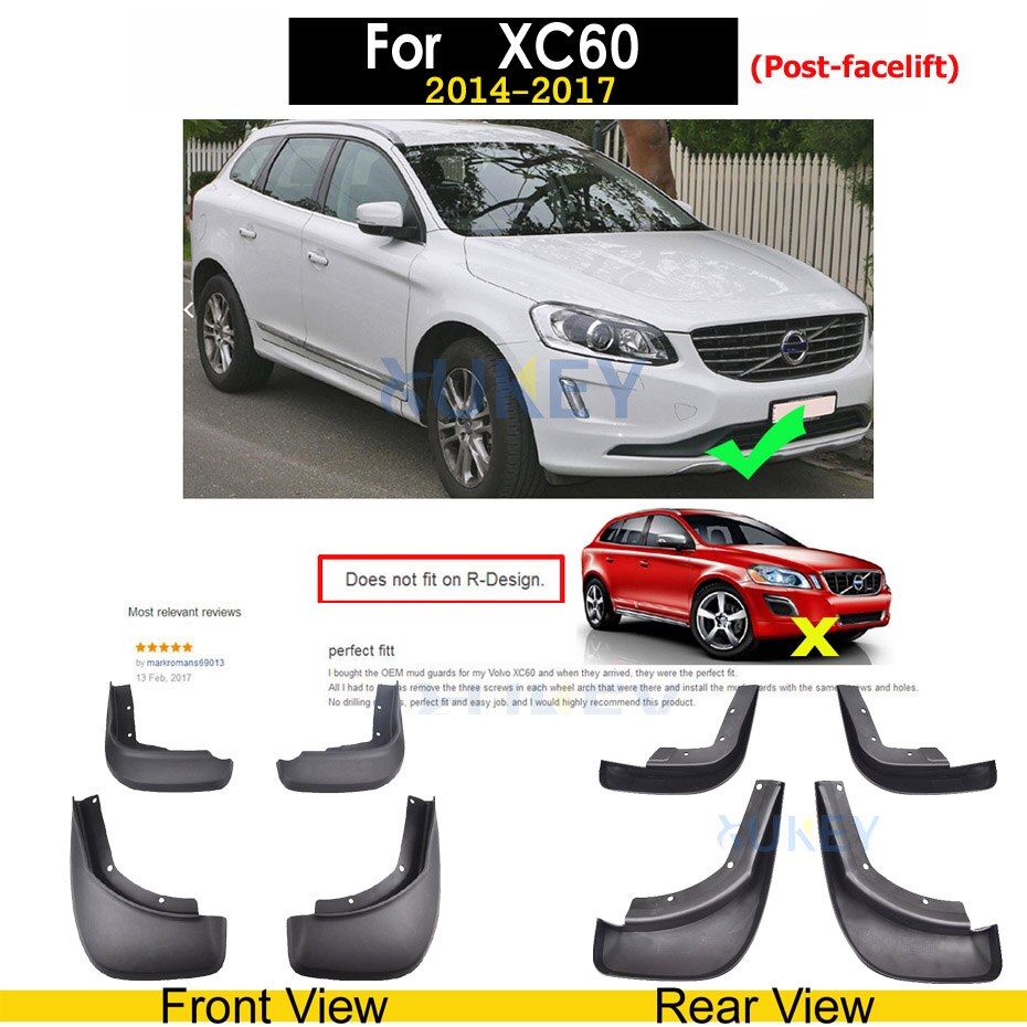 einstellen Auto Schlamm Klappen Für Volvo C30 S40 S60 S80 XC40 XC60 XC90 V40 V60 Schmutzfänger Spritzen Wachen Schlamm Klappe kotflüGel kotflüGel Styling: Pro XC60 14-17
