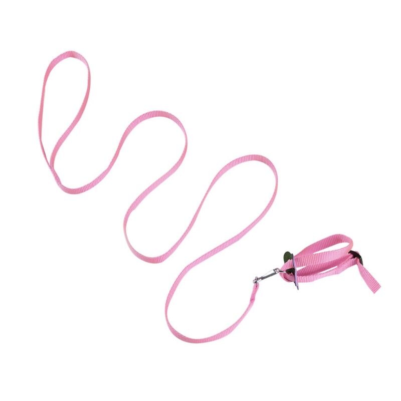 Harnais à col d'oiseau coloré, réglable, Hamster, tortue, lézard, corde de Traction, rênes, collier en forme de 8, laisse pour animaux de compagnie: Rose