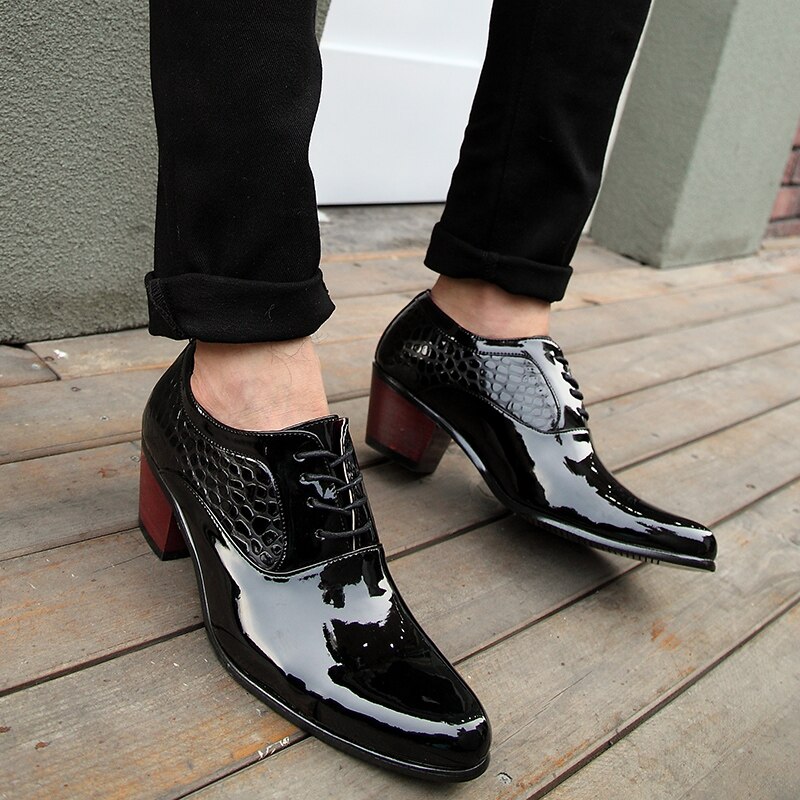 Black and white serpentine men's dress shoes party dress shoes,Office, Party, Banquet, Wedding Oxford brogue shoes for men Plus Size derby shoes main image 0