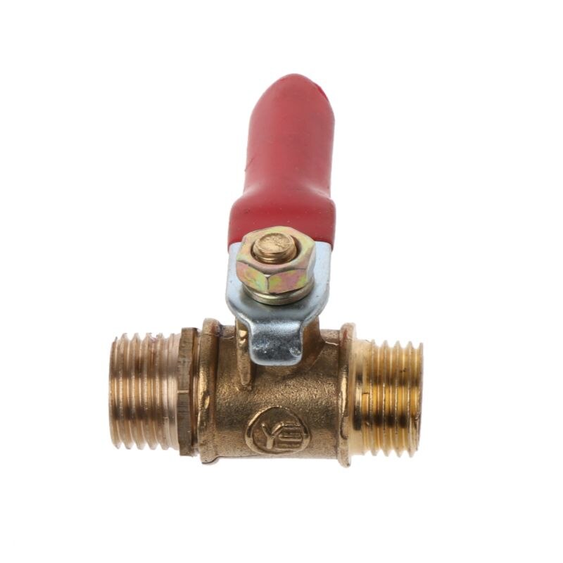 1/4" Ball Valve Male to Male Pipe BSP Brass Ball Valve Barb Hose Metal Ball Valve with Red Lever Handle
