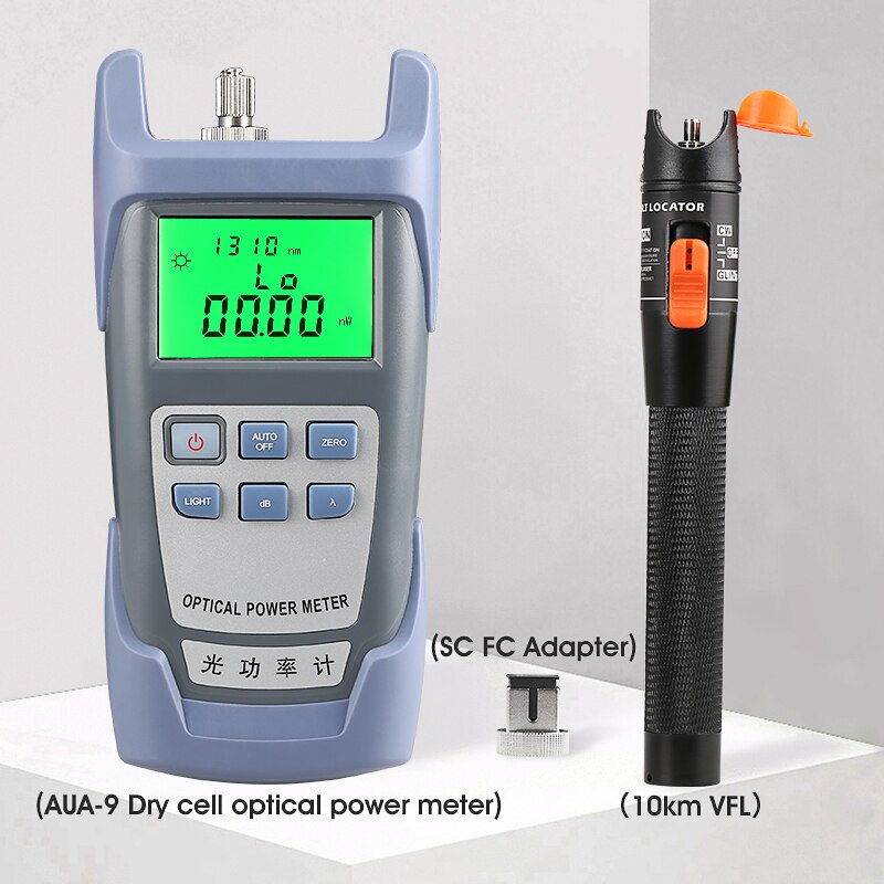 FTTH Fiber Optic Tool Kit AUA-S2 Fiber Cleaver Optical Power Meter 10MW Visual Fault Locator with Stripping Pliers