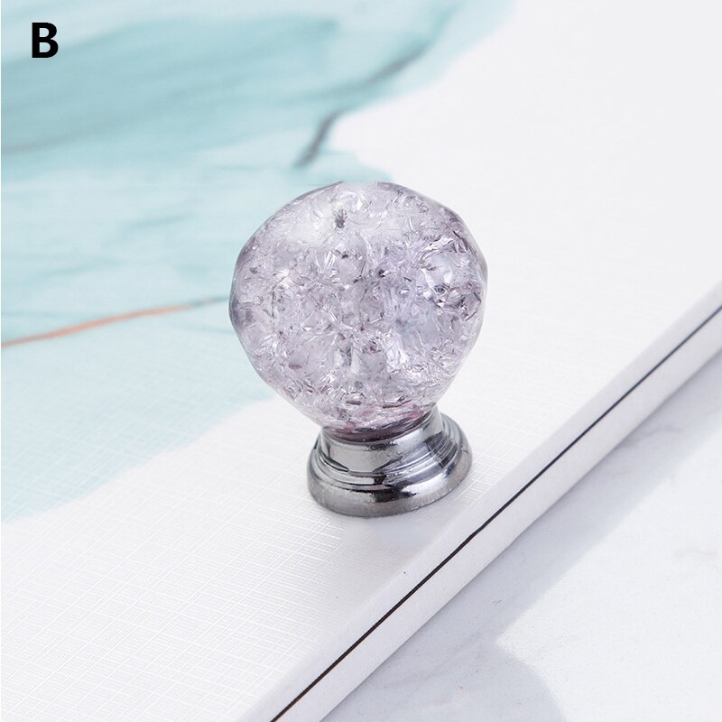 Crack Bal Knop Acryl Ice Crackle Kristal Handvat Gem Ronde Diamant Lade Pull Hardware Enkel Gat Kristal Knoppen Handles: B
