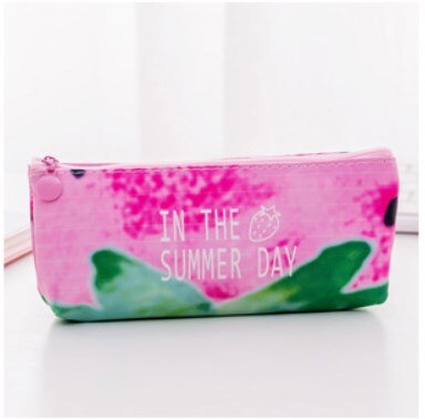 1pc novo fresco morango lápis caso kawaii caneta saco de papelaria armazenamento organizador saco meninos & meninas lápis caso para material escolar: pink green