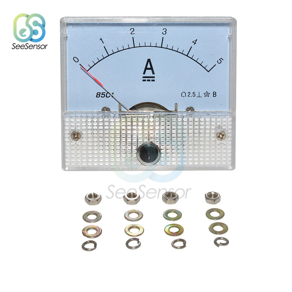 85C1-A DC Analog Amperemeter Panel Current Meter Gauge 5A 10A AMP Gauge Current Mechanical Ammeter