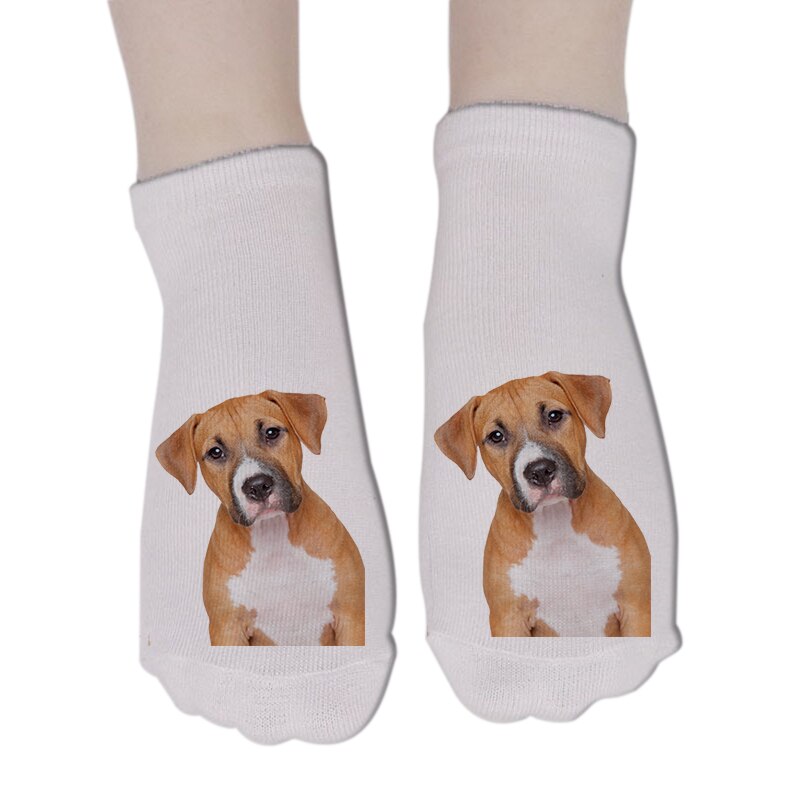 Calcetines impresión en 3D divertida estilo Harajuku Kawaii para mujer, calcetín tobilleros de corte bajo, de perro Multicolor, para Navidad,