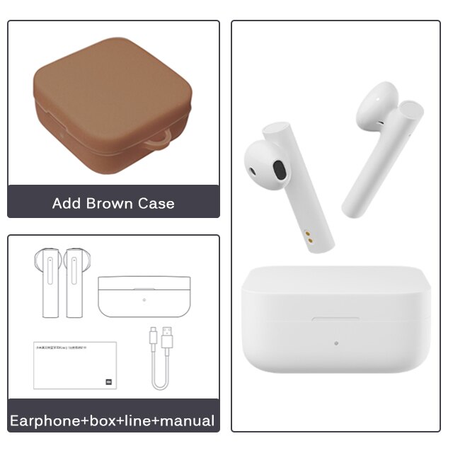 Xiaomi Air2 SE auricular Bluetooth inalámbrico AirDots pro 2 SE TWS auriculares SBC/AAC Control táctil síncrono Doble micrófono ENC: Add Brown Case