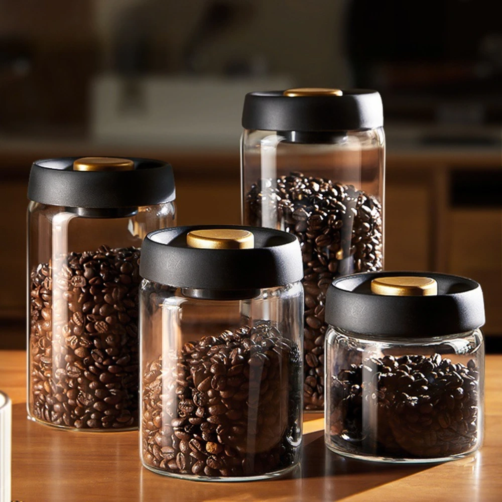 Koffiebonen Vacuümverzegelde tank Transparant glas Voedselopslagpotten Huishoudelijke vochtbestendige luchtafzuiging Luchtdichte container