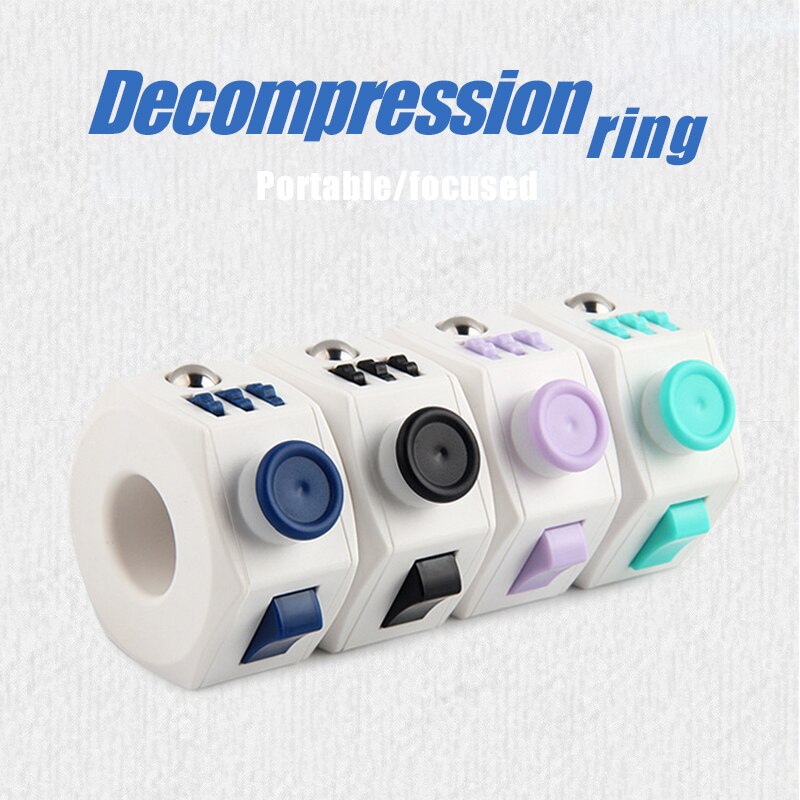 Decompressie Ring 360 ° Knop Handheld Verlichten Druk Draagbare Vinger Decompressie Speelgoed Kids Volwassenen Voor Angst