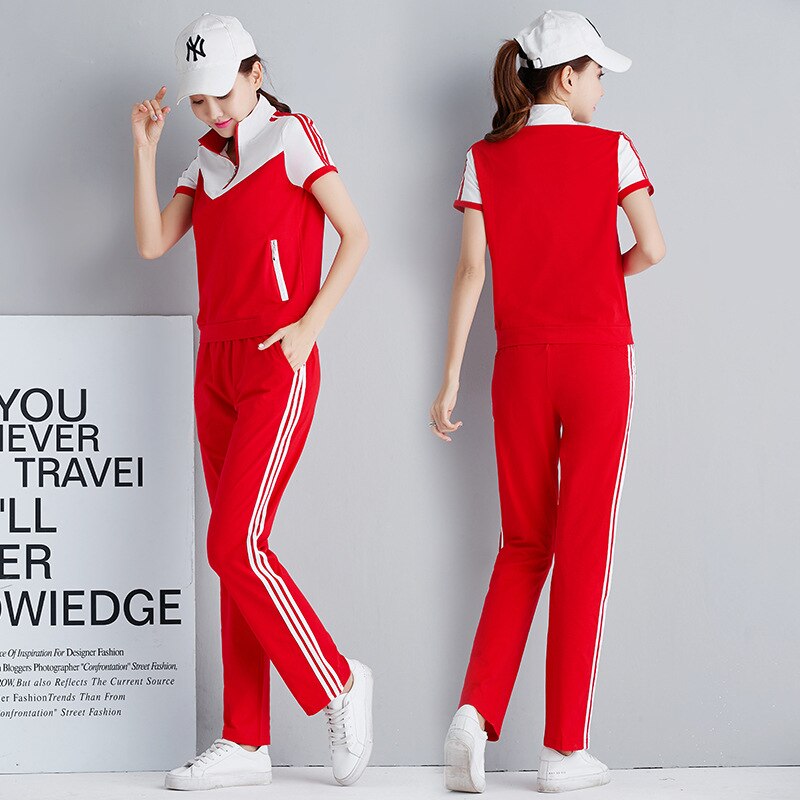 Zomer dames sportpak trainingspak katoen snel drogend sweatshirt + joggingbroek joggingbroek trainingsoutfit casual hardloopset sportkleding