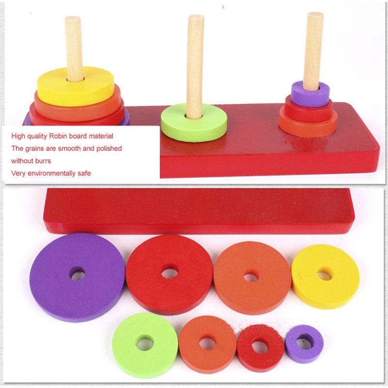 Wooden Puzzle Stacking Tower Of Hanoi Kid Mathematical Educational Toys Early Education Alpinia Parent-child Interaction Toy