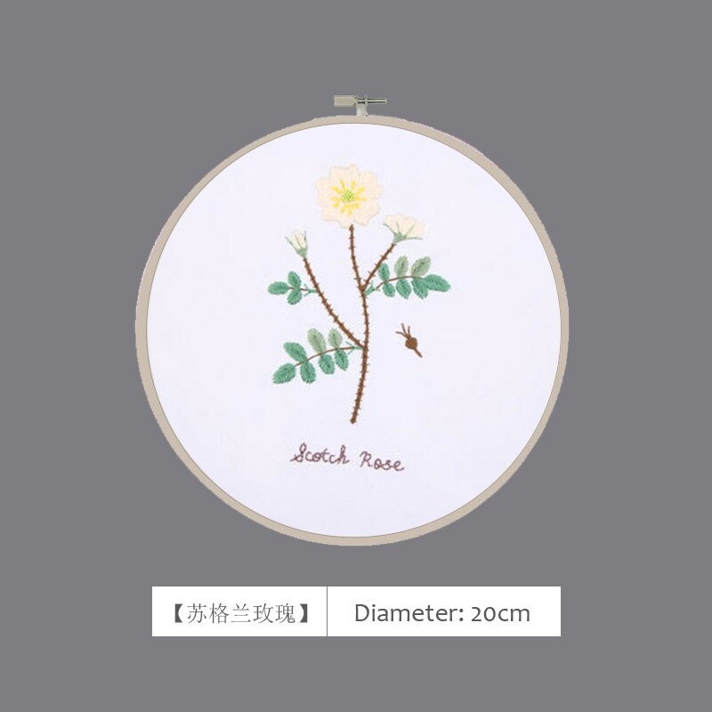 Kits de bordado de flores 3D, accesorios de costura de punto de cruz con bordado, aro de bastidor para decoración nórdica de Novice Home: C / 20cm Bamboo Hoop kit