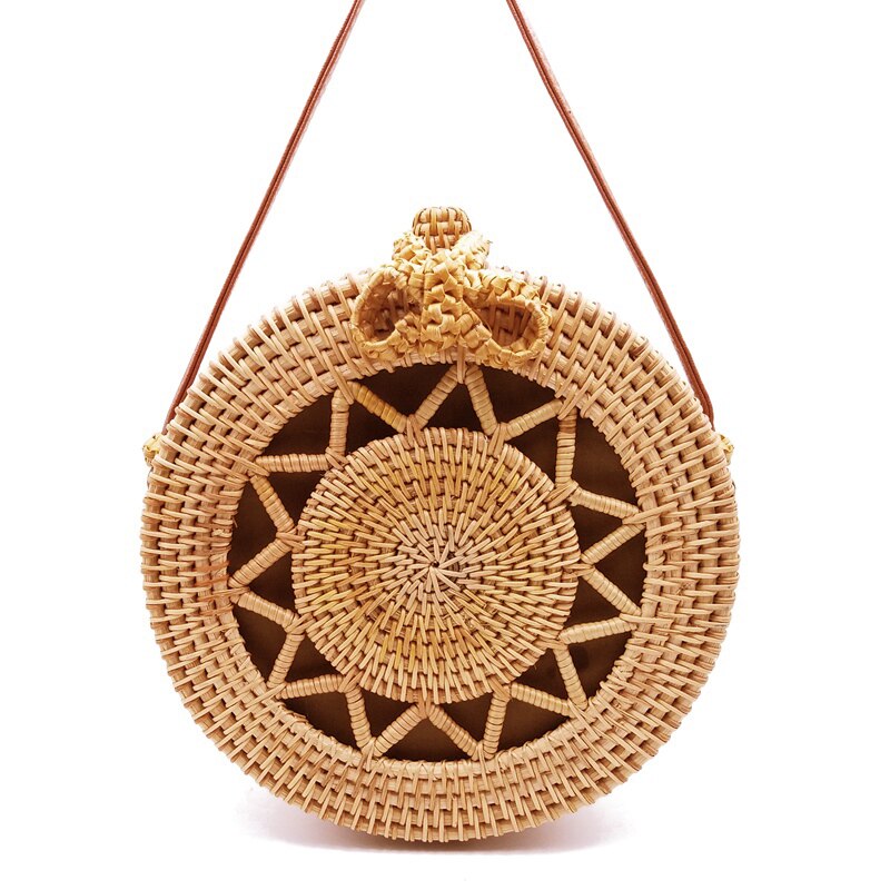 2020 rotonda Borse di Paglia Delle Donne di Estate Rattan Handmade Sacchetto Tessuto Spiaggia Cross Body Bag Cerchio Della Borsa Della Boemia Bali prezzo Più Basso l31