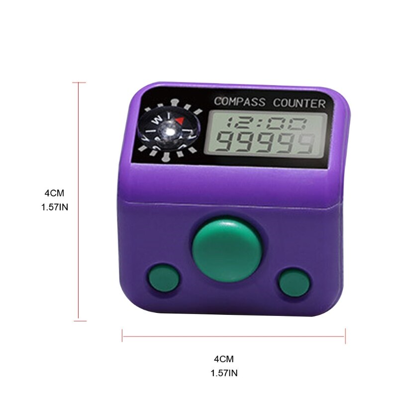 Finger Tally Counter with Compass Digital Electronic Tasbeeh Counters Lap Track Handheld Clicker Re-settable Counter B85C