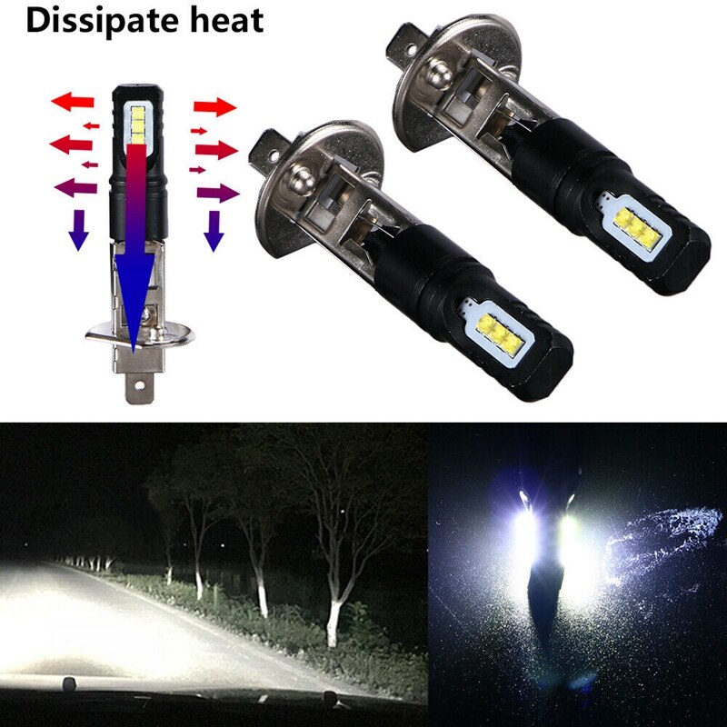 2X H1 6000K Super Lumineux Blanc 6000LM DRL PHARE LED Kit D'ampoule De Feux De route