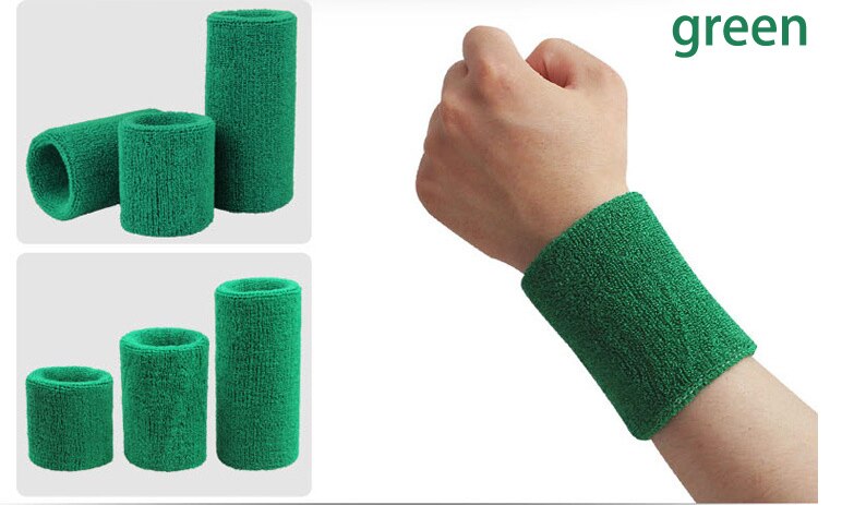 Muñequera deportiva de 8cm para hombre y mujer, 100% de muñeca de algodón para el sudor, Protector para tenis, baloncesto y bádminton: Green