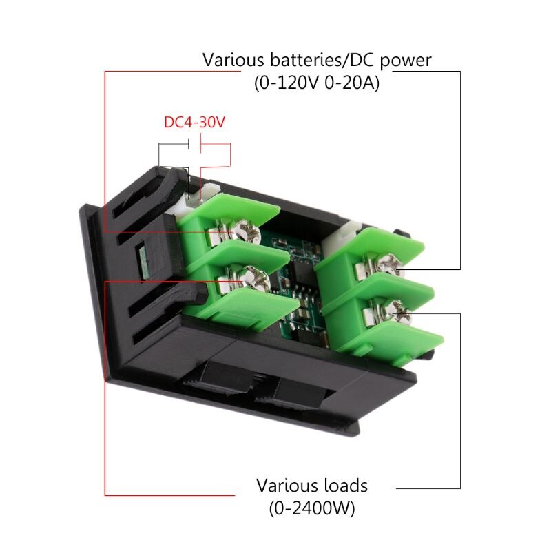 DC 120V 20A Digital DC Voltmeter Current Voltage Meters LCD Energy tester Charger ammeter battery power supply capacity