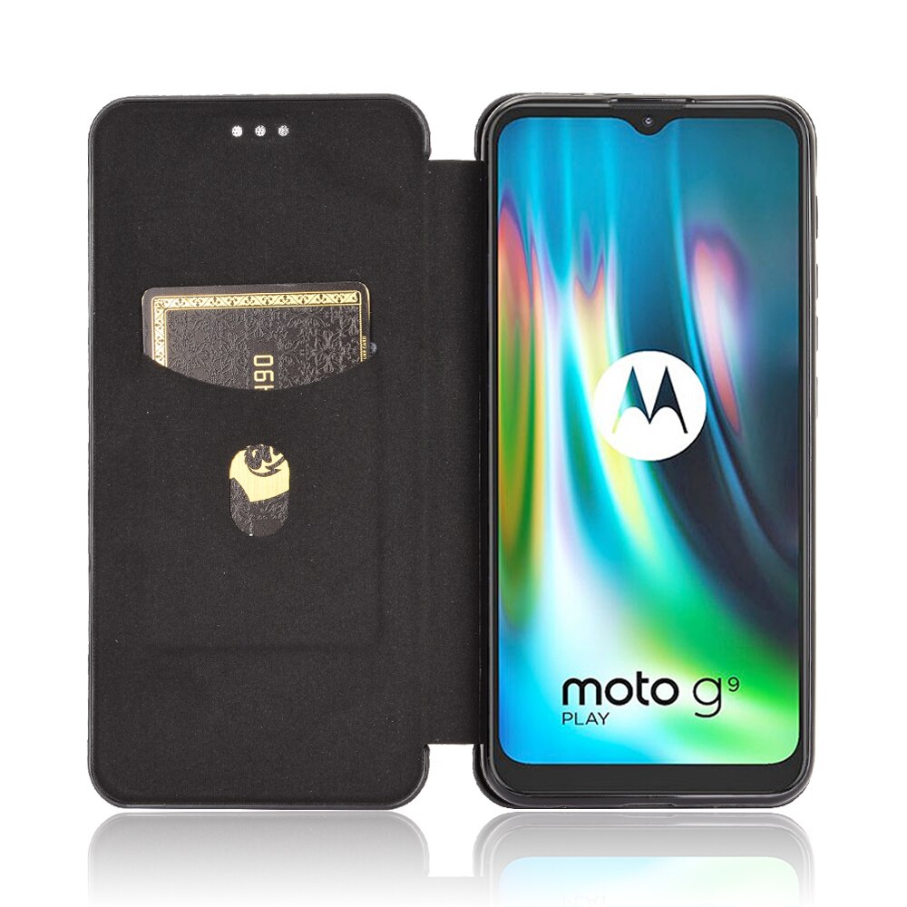 Voor motorola moto  g9 play hoesje koolstofvezel flip lederen hoesje voor motorola moto  g9 play  g 9 g9 play hoesje cover 6.5 inch