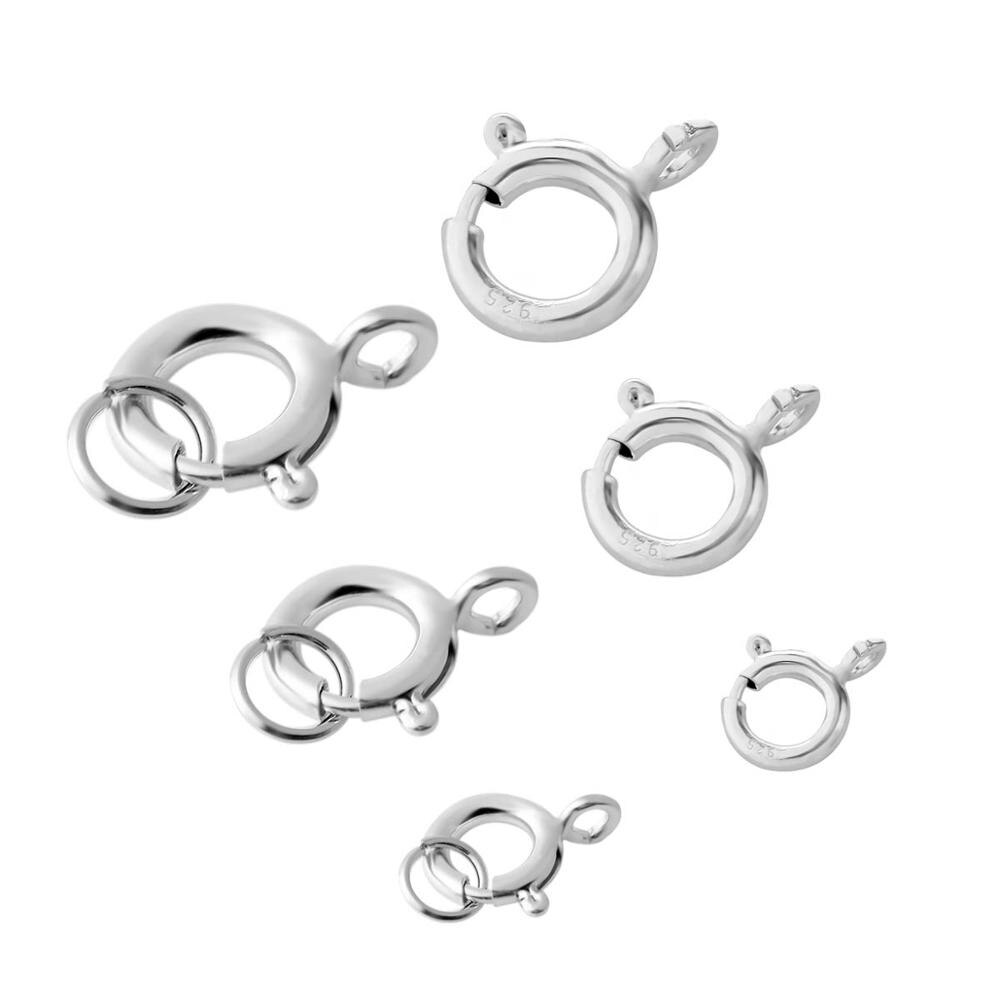 Lacoogh 5 stk 5/5.5/6/7/8mm s925 sølv o-ringe spænder fjederclips punge runde trykudløser karabinkroge til gør-det-selv smykker