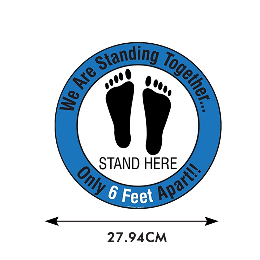 Social Distancing Floor Decals Safety Floor Sign Marker poster Maintain 6 Foot Distance Anti-Slip, Commercial Grade 11" Round: White