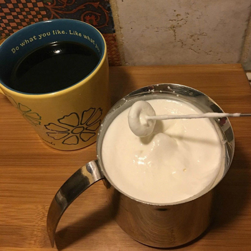 Milk Frother - Double Whisk Head, Handheld Battery Operated Electric Foam Maker For Bulletproof Coffee, Lattes, Cappuccino