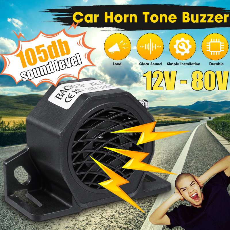 12V-80V Electric Buzzer Alarm Loud Speaker Warning Car Security Horn Automobile Siren Police Sirens Air Horn Electric Vehicle