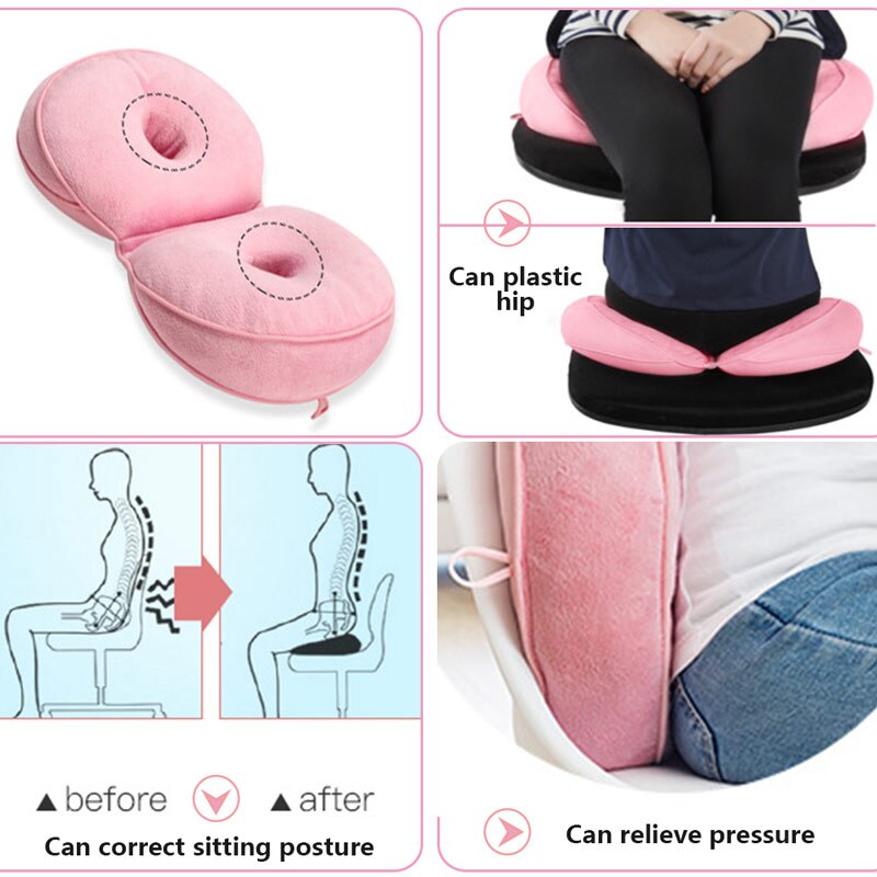 Memory Foam Orthopedic Seat Cushion Dual Comfort for Chairs of Beautify Hip Lift Up Multifunction Throw Cushion Chair Pad