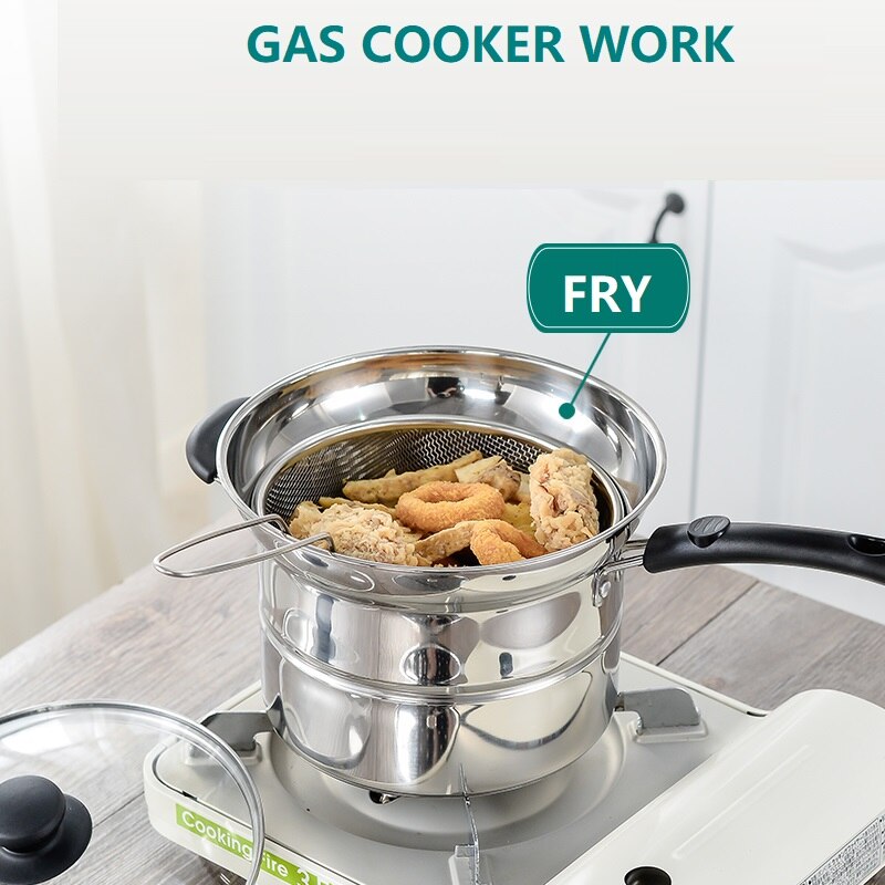 3500ML Pasta Pot Cooking Noodle Pot Stainless Steel soup Pan steamer Fryer Pasta home Induction cooker