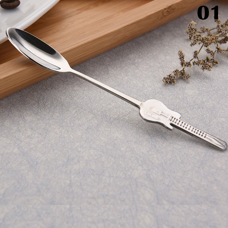 Cuchara creativa de acero inoxidable con forma de instrumento Musical, cuchara con mango de símbolo Musical, utensilios para beber café, vajilla: 01