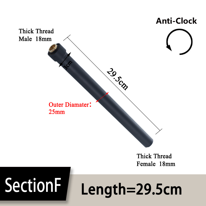 24mm/22mm/20mm 30/40cm Kupfer Überzug/Schwarz Dusche Verlängerung Stange ohne gewinde erhöaufgehängt dusche rohr verlängern Verlängerung rohr: F-Länge29.5cm-Schwarz
