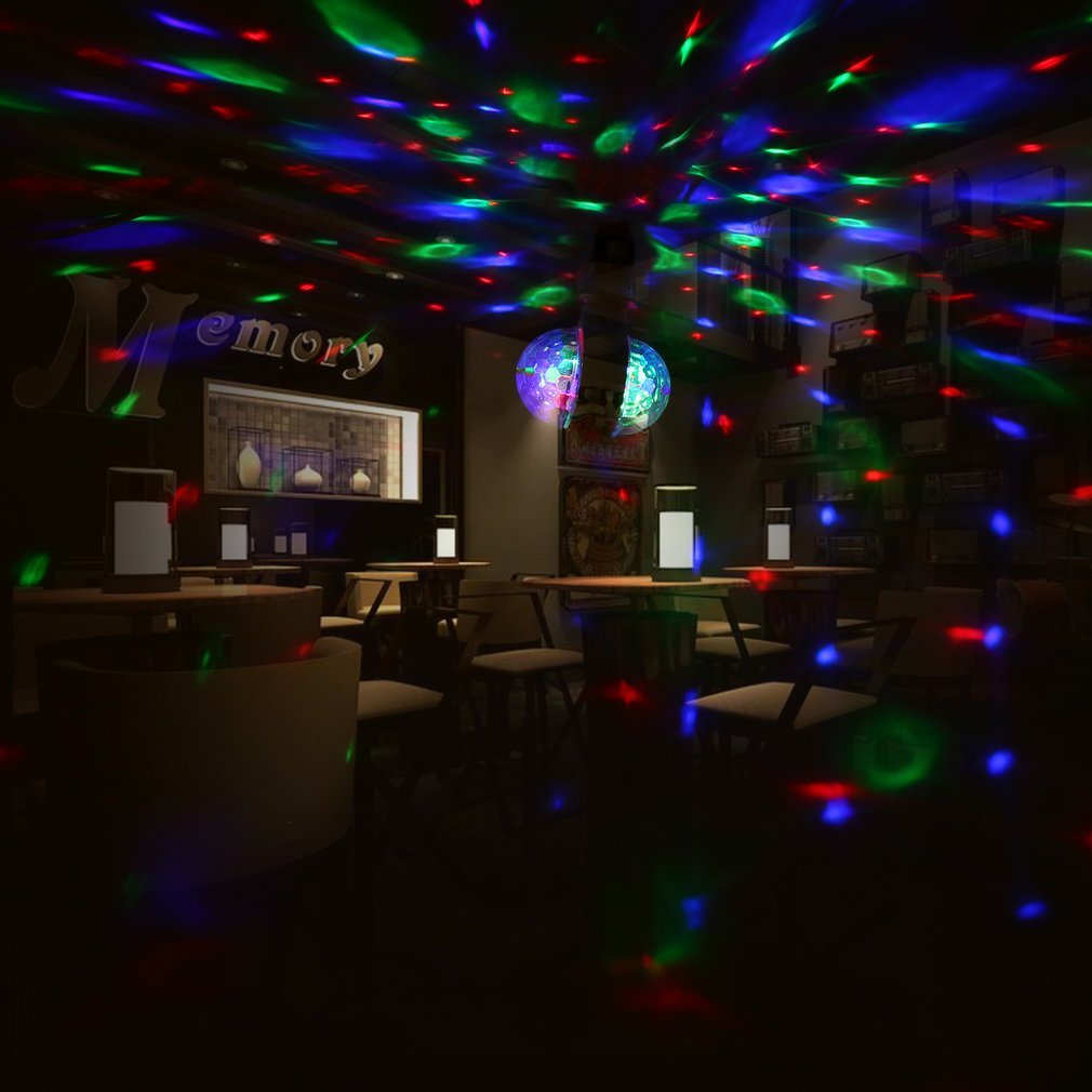 Bombilla LED giratoria de doble cabezal, lámpara de discoteca de escenario mágico, de colores, 6W