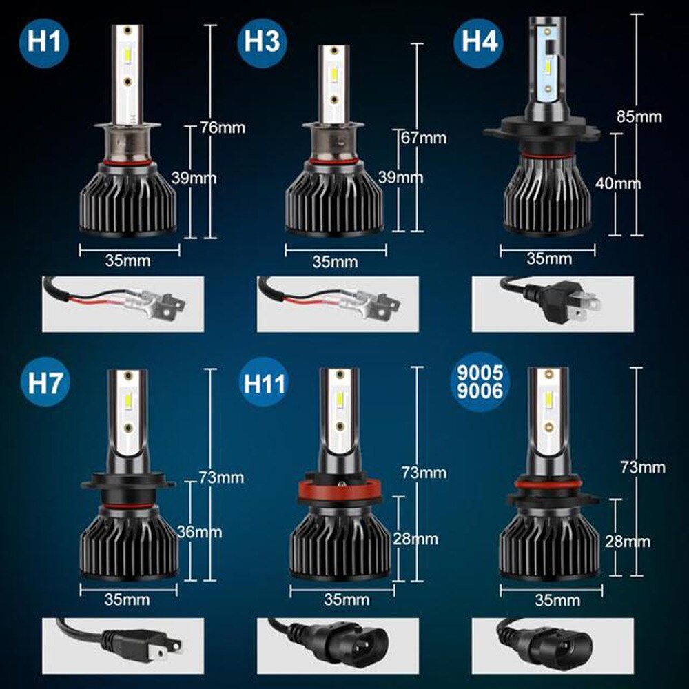 Zdatt LED Voiture Phare H7 LED Ampoule h7 6000K 12V H8 H9 H11 9005 Hb3 9006 Hb4 Auto Phare H4 Phares Antibrouillard Turbo 12 Csp Puces
