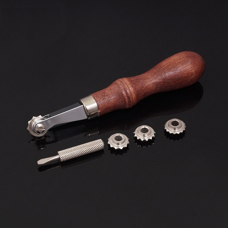 Herramienta de bricolaje de cuero, accesorios de presión de rueda dentada de acero, línea de escaneo de trazado de rueda redonda de tela , 1 ud.,