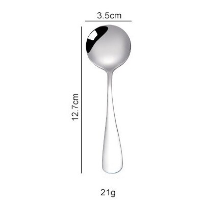 Thick stainless steel spoon High-end western tableware main round spoon Dessert spoon factory direct cute spoon: 12.7cm