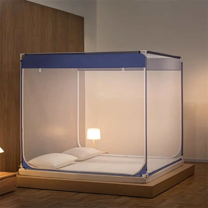 Summer Solid color scaffolding tent square mosquito net Including bracket bednet canopy Fully enveloped Square mosquito net: King / Burgundy