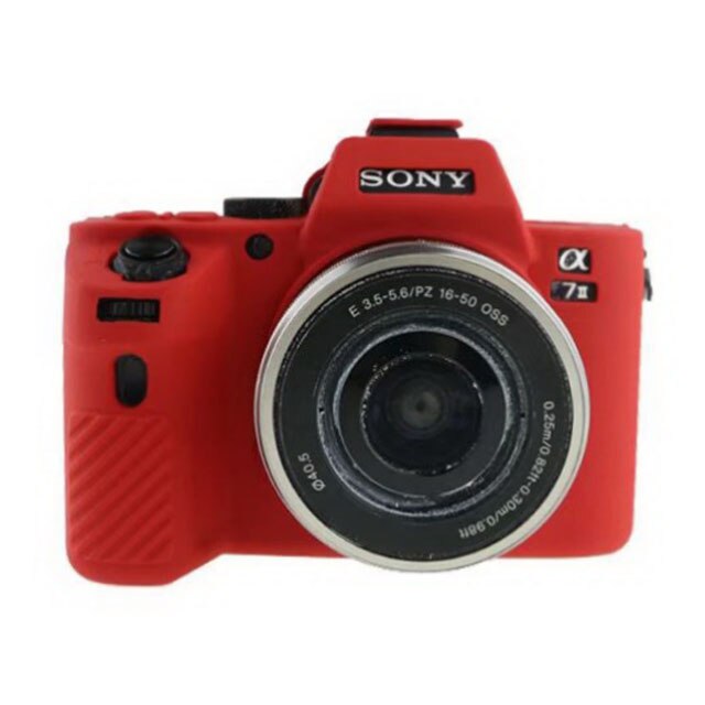 Funda de goma de silicona para cámara Sony Alpha A7 Mark II A72 A7II: Rojo