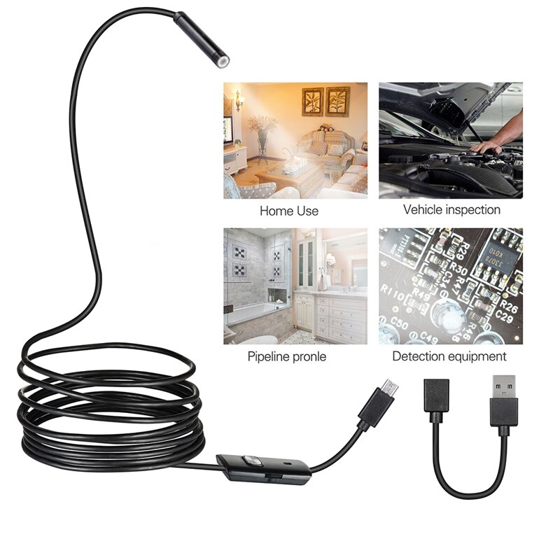 Endoscoop Camera 5.5 Mm 2in1 Micro Usb Camera Mini Camcorders Waterdicht 6 Led Borescope Inspectie Camera Voor Android