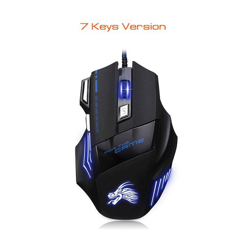 X8 Professionele Wired Gaming Mouse 7 Knop 5500 dpi LED Optical USB Computer Gamer Mouse voor Laptop Computer PC muis gamer: Black