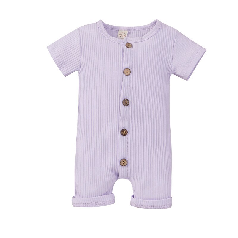 Bbay Boys Girls Casual Romper Solid Color Round Collar Short Sleeve Jumpsuits One-pieces for Boys and Girls Infant Clothing: B / 12M