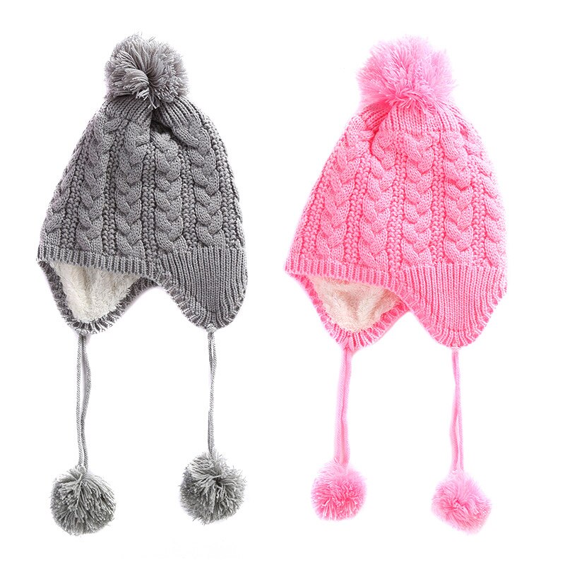 Børn vinter varm strik hue hue børn fletninger hue barn søde ørehætte casquette homme