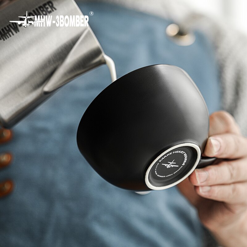Tasse à café en céramique 280ml, avec soucoupe, pour Latte, à paroi épaisse, à large ouverture