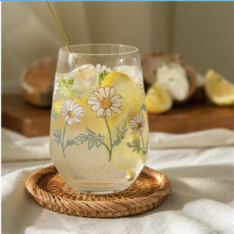 Style 400Ml Printing Wine Glass Multi-Purpose Ice Coffee Cup Soda Water Beverage Cup Milk Juice Flat Cup Tumbler MJ