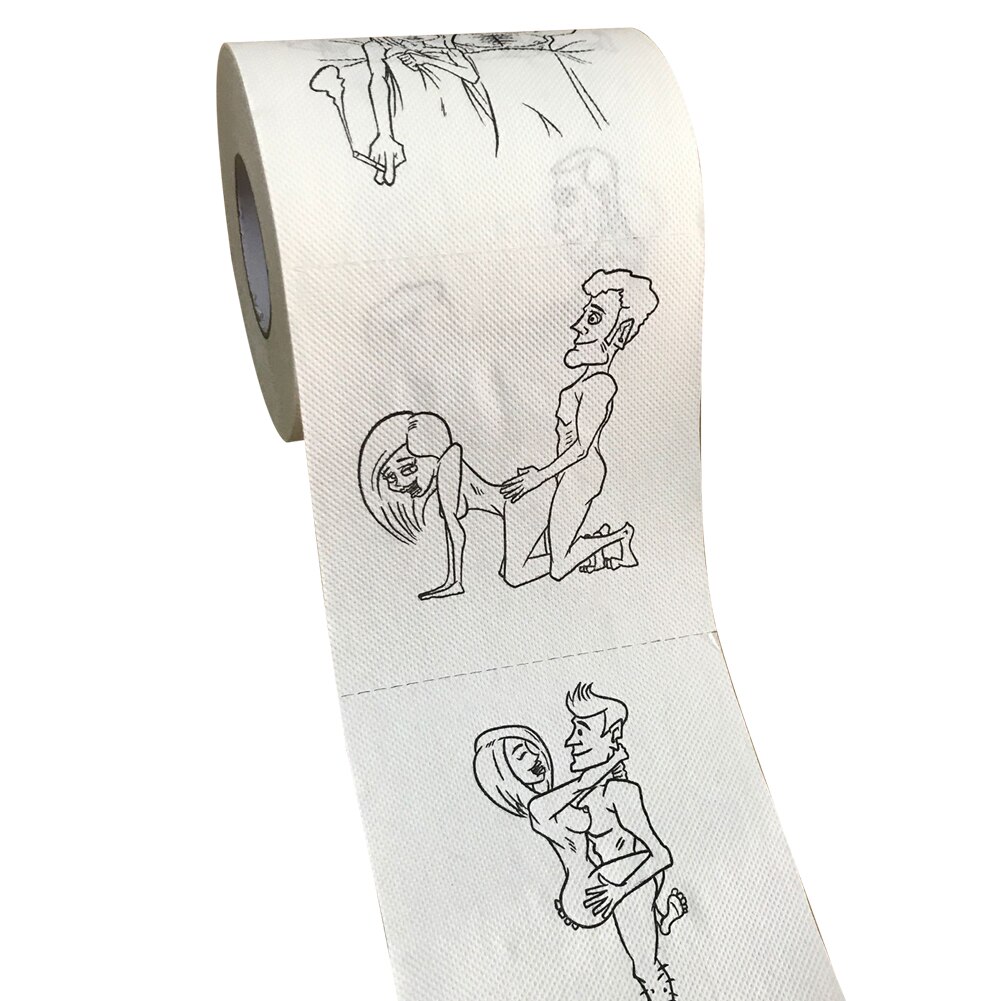 Rulle toiletpapir sødt tegneseriemønster print badeværelsespapir til hjemmekontorhotel: 1