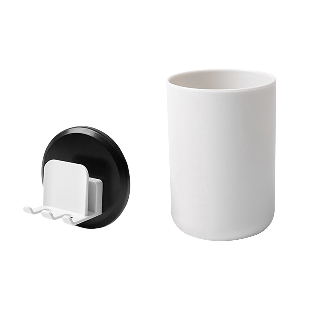 Electric Toothbrush Holder Wall Bathroom Organizer Tooth Brush Holder Toothbrush Cup Stand Case Rack Shaver Iron Shelf Storage: Black-White