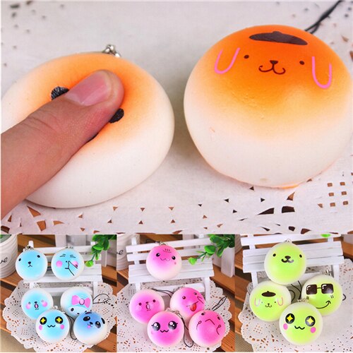 1Pcs 4Cm Zachte Trage Stijgende Buns Scented Telefoon Charmes Bandjes Squishy Kawaii Expression Broodje Gezicht Squishy Brood Mode panda