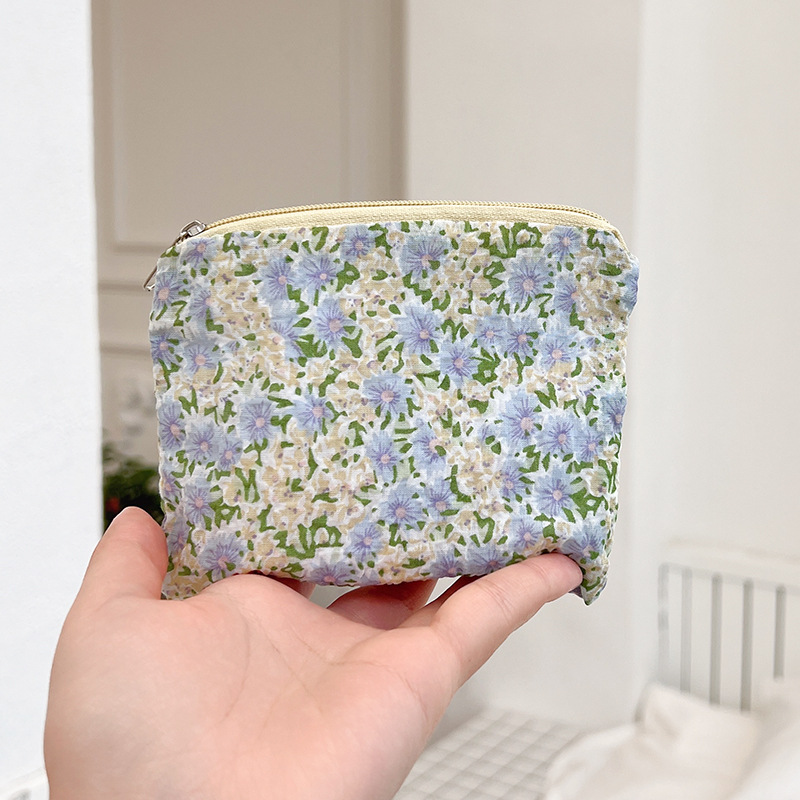 Ins Small Coin Purse Pouch Mini Wallet Printed Lipstick Key Women Sanitary Napkin Storage Bag Fabric Zipper Makeup Organizer: GRAY