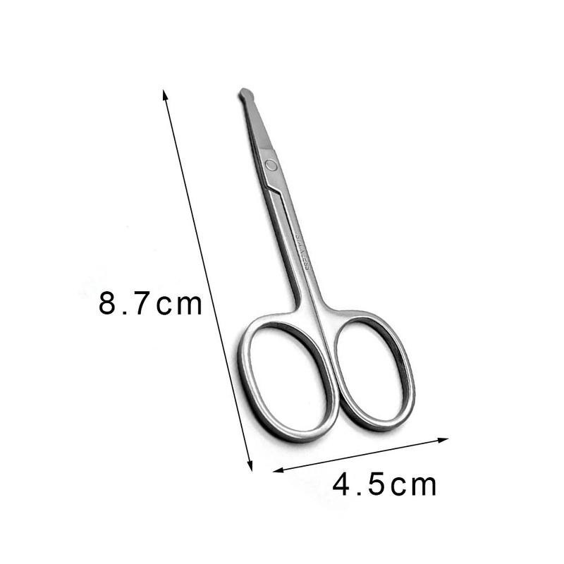 100% 3.5" Stainless Steel Mini Portable Mustache Tips Hair Nose Safety Curved Scissor Trimmer Remover Ear H4M3