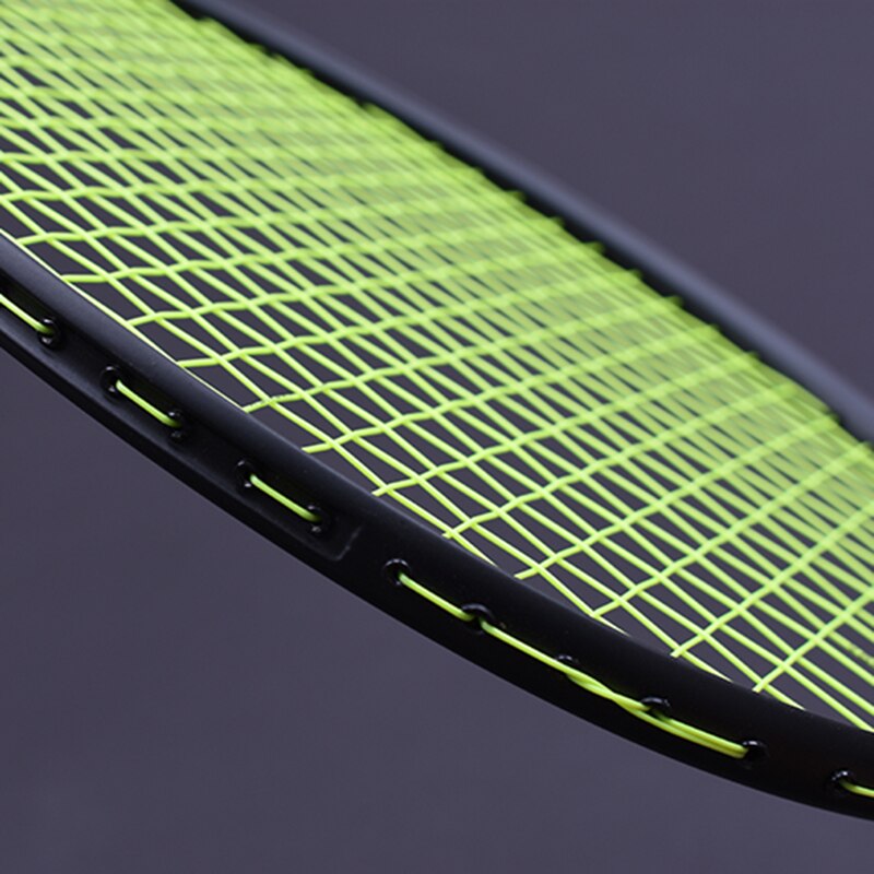 Super light 7U 67g Strung Badminton Racket Black Carbon Badminton Racquet 28LBS free Grips and Wristband