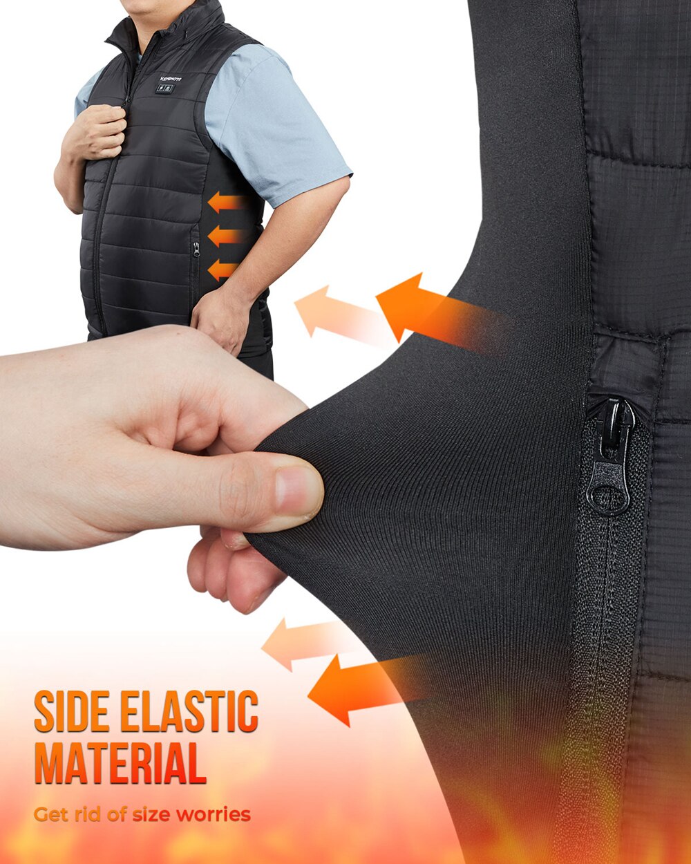 KEMIMOTO Heated Jacket Washable USB Heated Vest Winter Battery Motorcycle Skiing Bike Hiking Temperature Adjustable