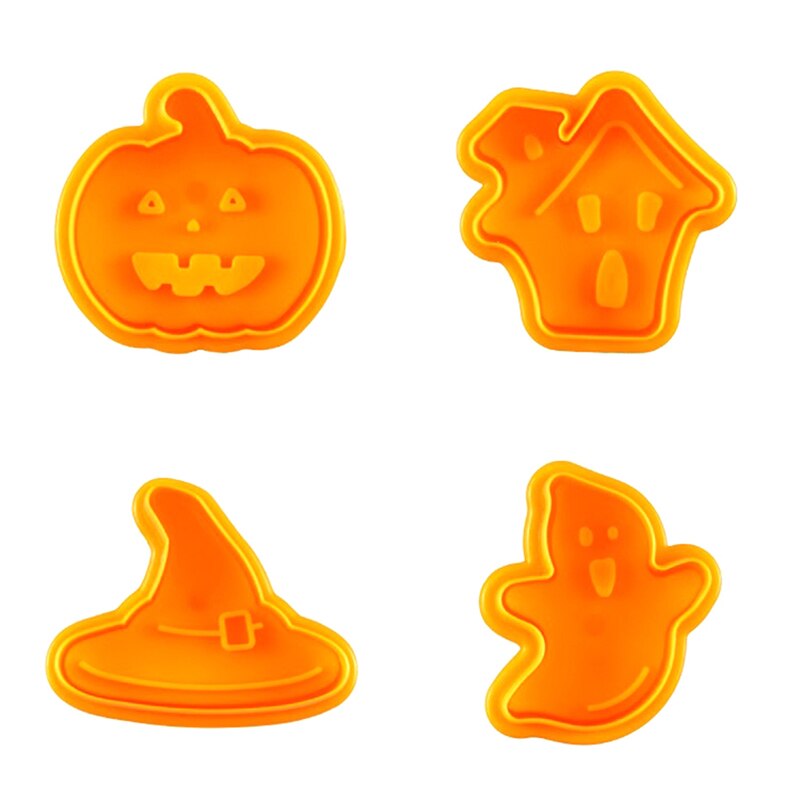 4pz Zucca di Halloween A Tema Del Fantasma di Plastica Del Biscotto della Taglierina Del Tuffatore di Sugarcraft Del Fondente di Cioccolato Della Muffa Della Torta Che Decora Gli Attrezzi