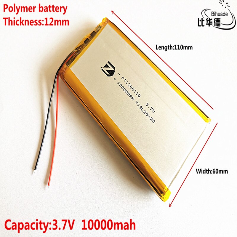 Good Qulity The latest battery 3.7V,10000mAH,1260110 Polymer lithium ion / Li-ion battery for TOY,POWER BANK,GPS